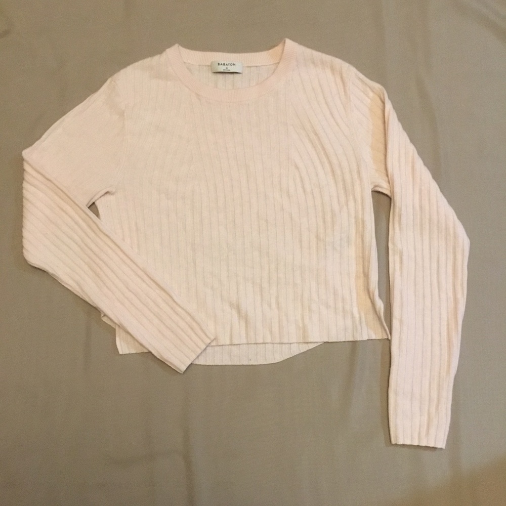 Babaton Nathaniel wool & linen blend ribbed sweater, size M,  pink colour